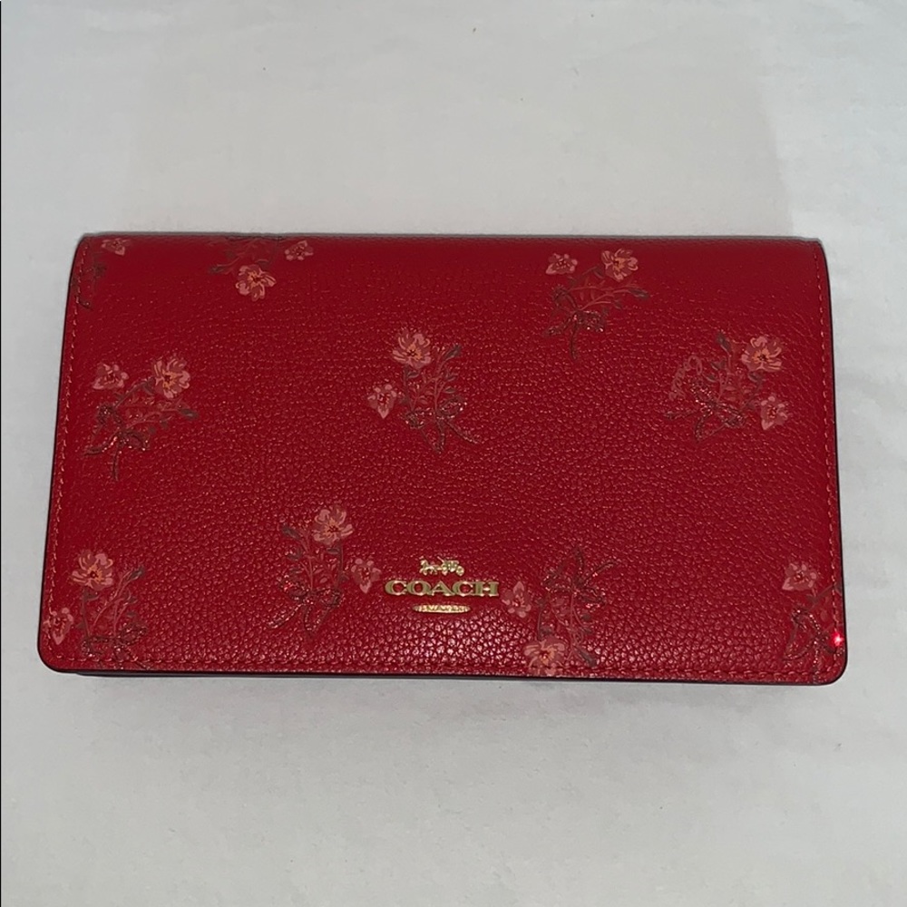 Coach Red Floral Crossbody Bag with Gold Logo
